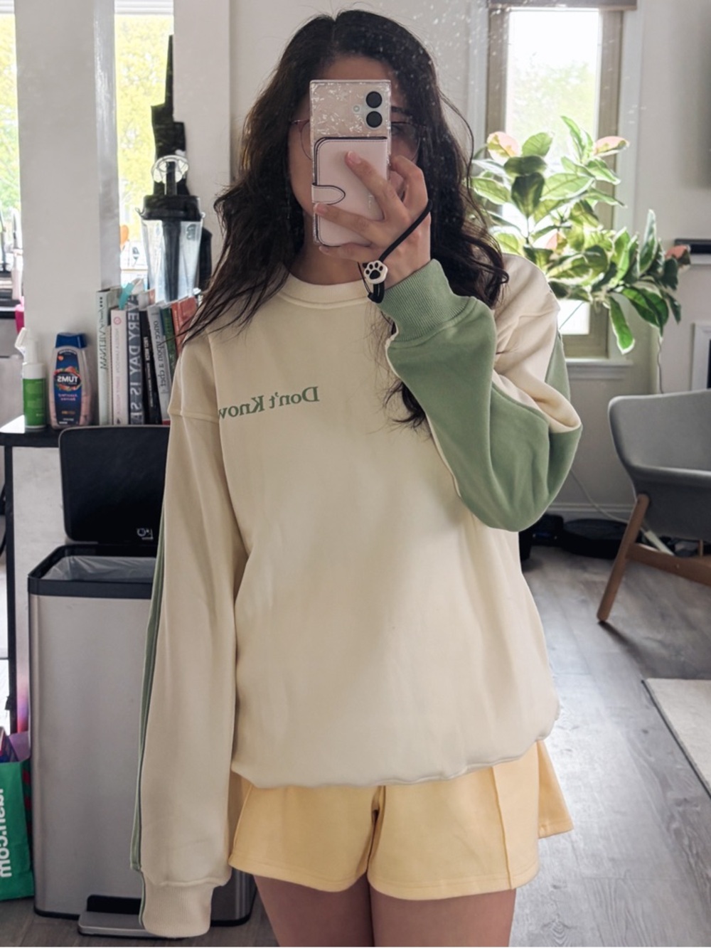 Don’t Know Cream & Sage Colorblock Sweatshirt